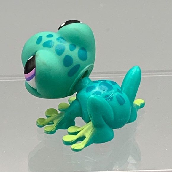 LPS Blue Green Spotted Frog Purple Eyes #155 Littlest Pet Shop 2004 Rainforest - Picture 2 of 8